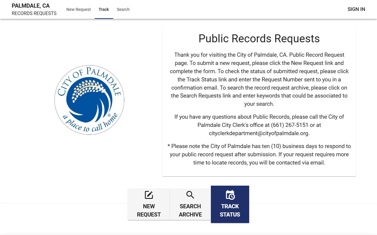Palmdale public records request portal for criminal history