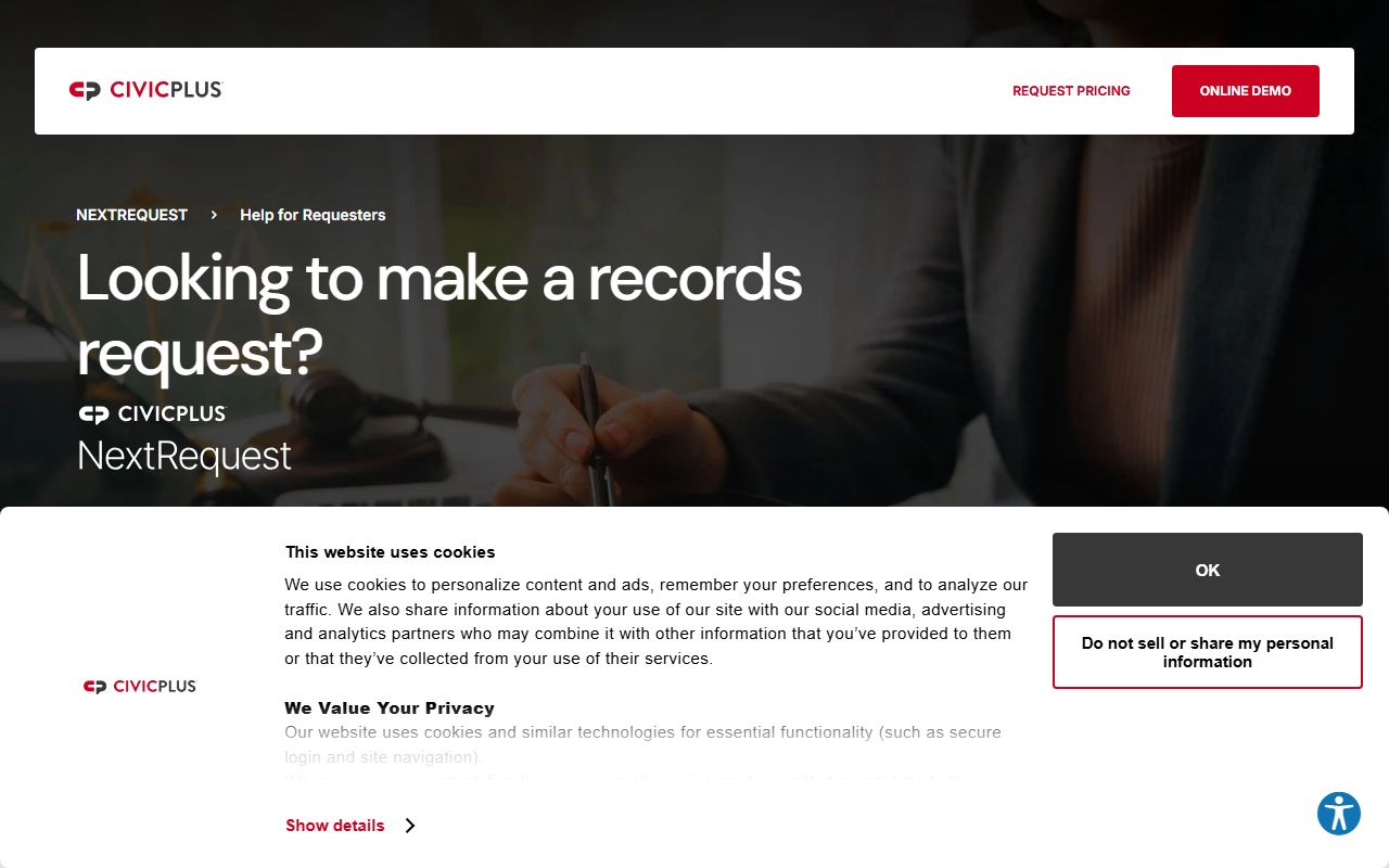 Richmond Police Department NextRequest public records portal for criminal history