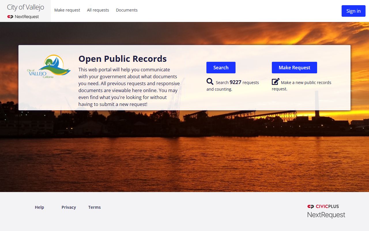 Vallejo police records request portal for criminal history