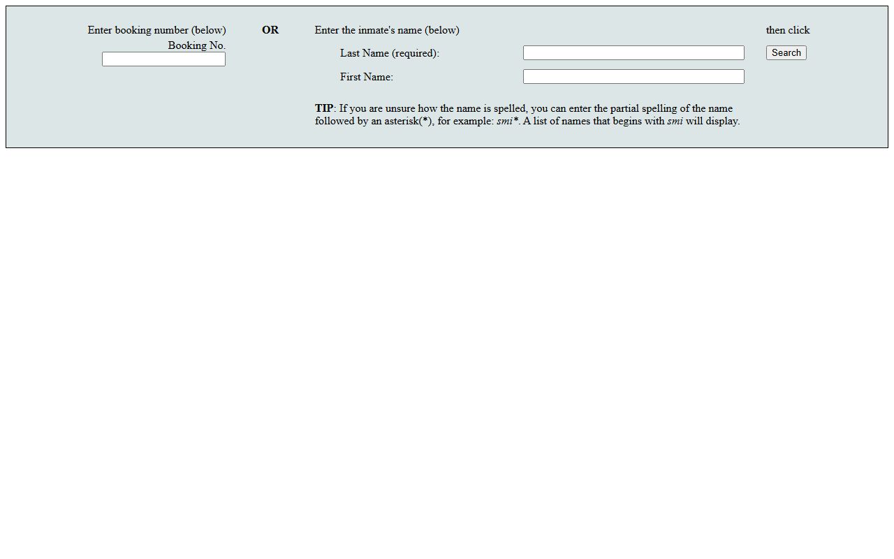Fresno County Sheriff inmate information search tool for jail booking records