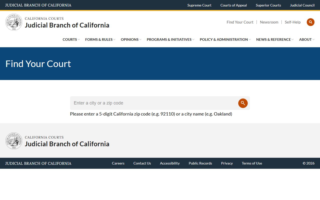 California court finder tool for locating criminal courts